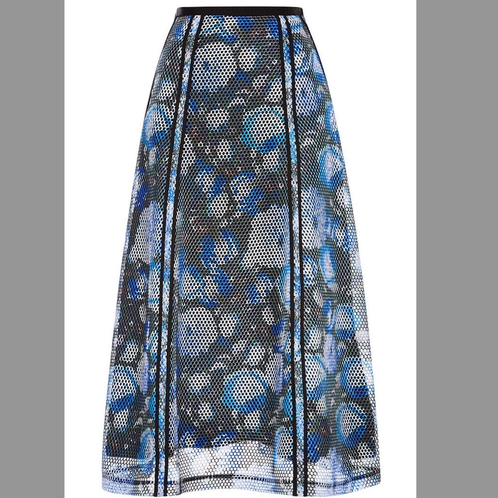 NOIR SACHIN & BABI Malva Blue Multicolor Floral Printed Mesh Midi